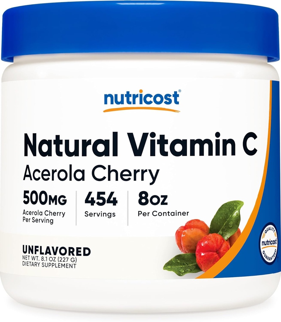 NutricostナチュラルビタミンC - Acerolaチェリーパウダー0.5 LB -グルテンフリー&非GMO