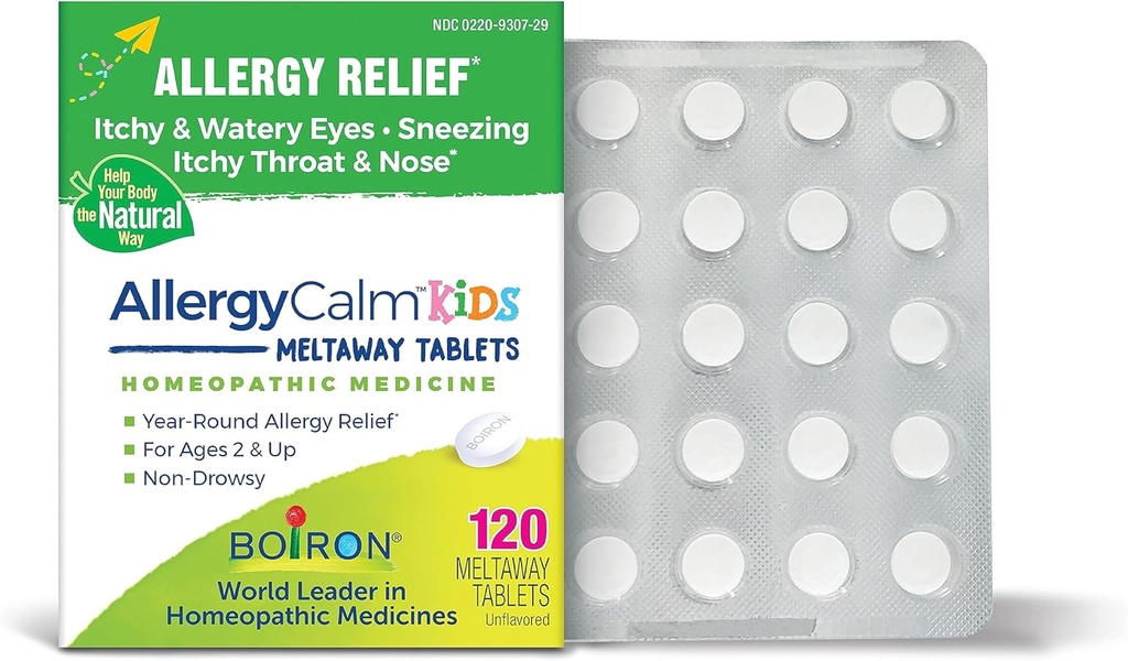 Boiron AllergyCalm Kidsは、アレルギーとヘイ・フィーバーの症状から救済のためのタブレットを、スネーズ、Ranny Nose、およびかゆみの目や喉 - 120カウント