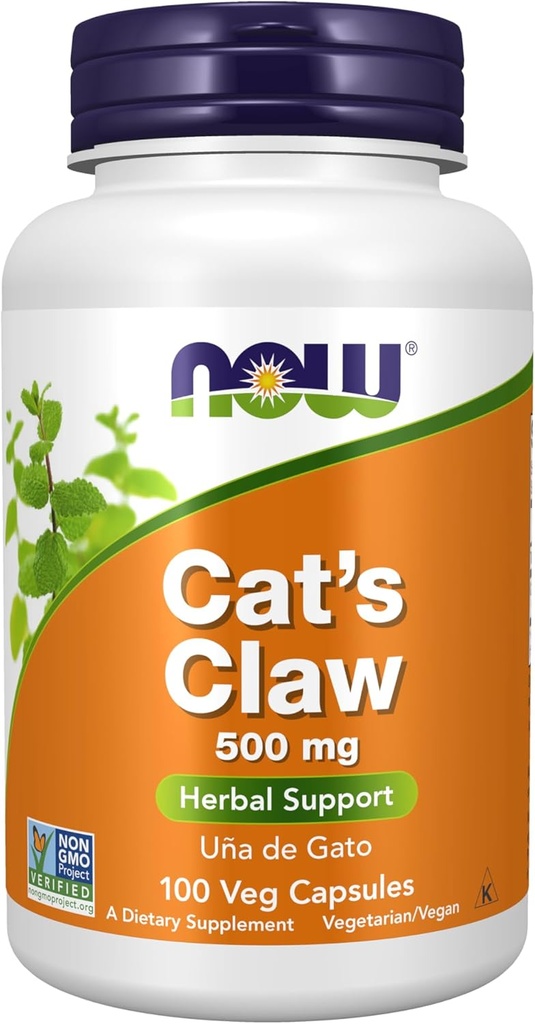 NOW食品は、猫の爪500mg、非GMOプロジェクト検証、ハーブサプリメント、100ベジカプセルを補います