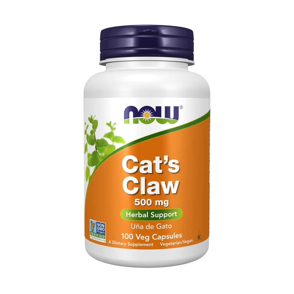 NOW食品は、猫の爪500mg、非GMOプロジェクト検証、ハーブサプリメント、100ベジカプセルを補います
