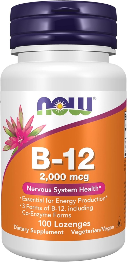 NOWフーズサプリメント、B-12 2,000 mcg、エネルギー生産*、神経系健康*、100 Lozenges