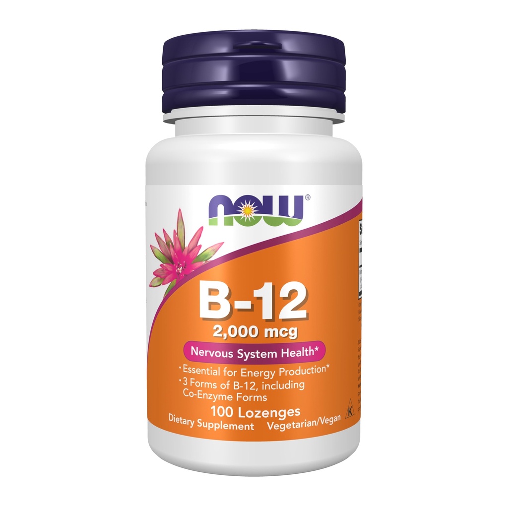 NOWフーズサプリメント、B-12 2,000 mcg、エネルギー生産*、神経系健康*、100 Lozenges