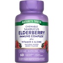 Nature's Truth Elderberry Immune Complex | 60 Chewable錠 | ビタミンC & 亜鉛配合 | ヴィーガン・ノンGMO・グルテンフリーサプリメント