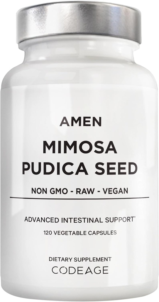 Amen Organic Mimosa Pudica Seeds カプセル, 2 ヶ月の供給, 完全菜食主義者の Mimosa Pudica Seed Plant Supplement - Mimosine 敏感な植物の丸薬 - 脂肪の容認性サプリメント - 非GMO&ビーガン - 120 カプセル