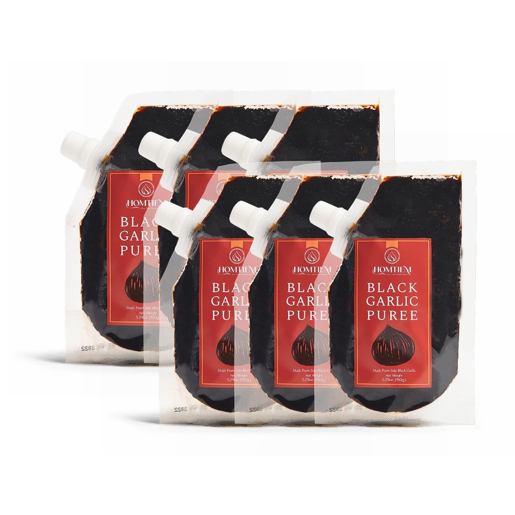Homtiemブラックガーリックピューレ150g。 (100%のソロブラックガーリック製)、90日間発酵、非GMO、軽食や料理に食べる準備 (6)