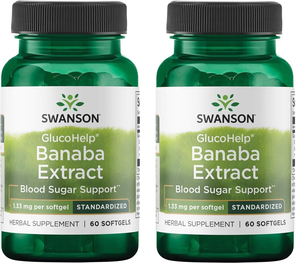 Swanson Glucohelp Banaba Extract - Standardized 1.33 mg 60 Sgels (2 Pack)