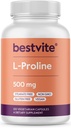BESTVITE L-Proline 500mg(120 ベジタリアンカプセル) - ない Stearates - No fillers - 完全菜食主義者のグルテンフリー - 非GMO