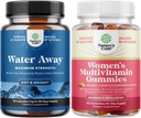 Bundle of Water Away Pills - Fluid Retention Supplement with Dandelion Leaf Extract for Bloating Relief - Capsules for Leg & Feet Swelling and Women's Multivitamin Gummies for Adults Energy & Immunity