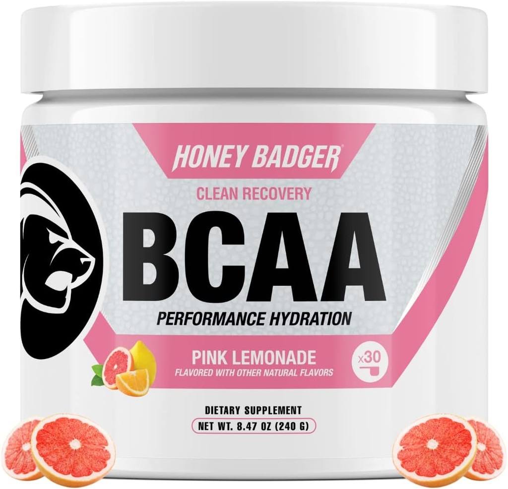 ハニーバザーBCAA + EAAアミノ酸パウダー、BCAA + Lグルタミン、ケト、ビーガン、男性&女性のための砂糖無料、ハイドレーション&ポストワークアウト筋肉回復ドリンクミックス、ピンクレモネード、30サービング
