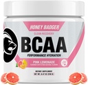 ハニーバザーBCAA + EAAアミノ酸パウダー、BCAA + Lグルタミン、ケト、ビーガン、男性&女性のための砂糖無料、ハイドレーション&ポストワークアウト筋肉回復ドリンクミックス、ピンクレモネード、30サービング