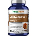 NusaPureコルディセプ20:1抽出物、3,000mg 200ベジーカプセル(Sinensis CS-4、非GMO、ビーガン)バイオペリンに等価150mg
