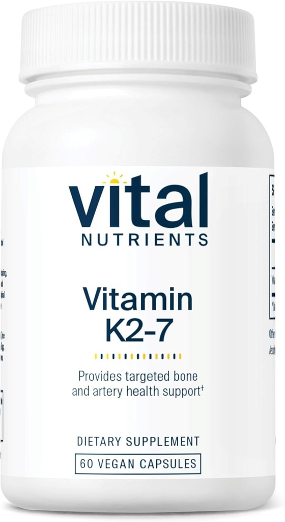 Vital Nutrients Vitamin K2-7 | 心、骨の健康を促進します | ビタミンK2 + MK7 | ビーガンビタミンKサプリメント | グルテン、酪農場、大豆フリー | GMO | 60カプセル