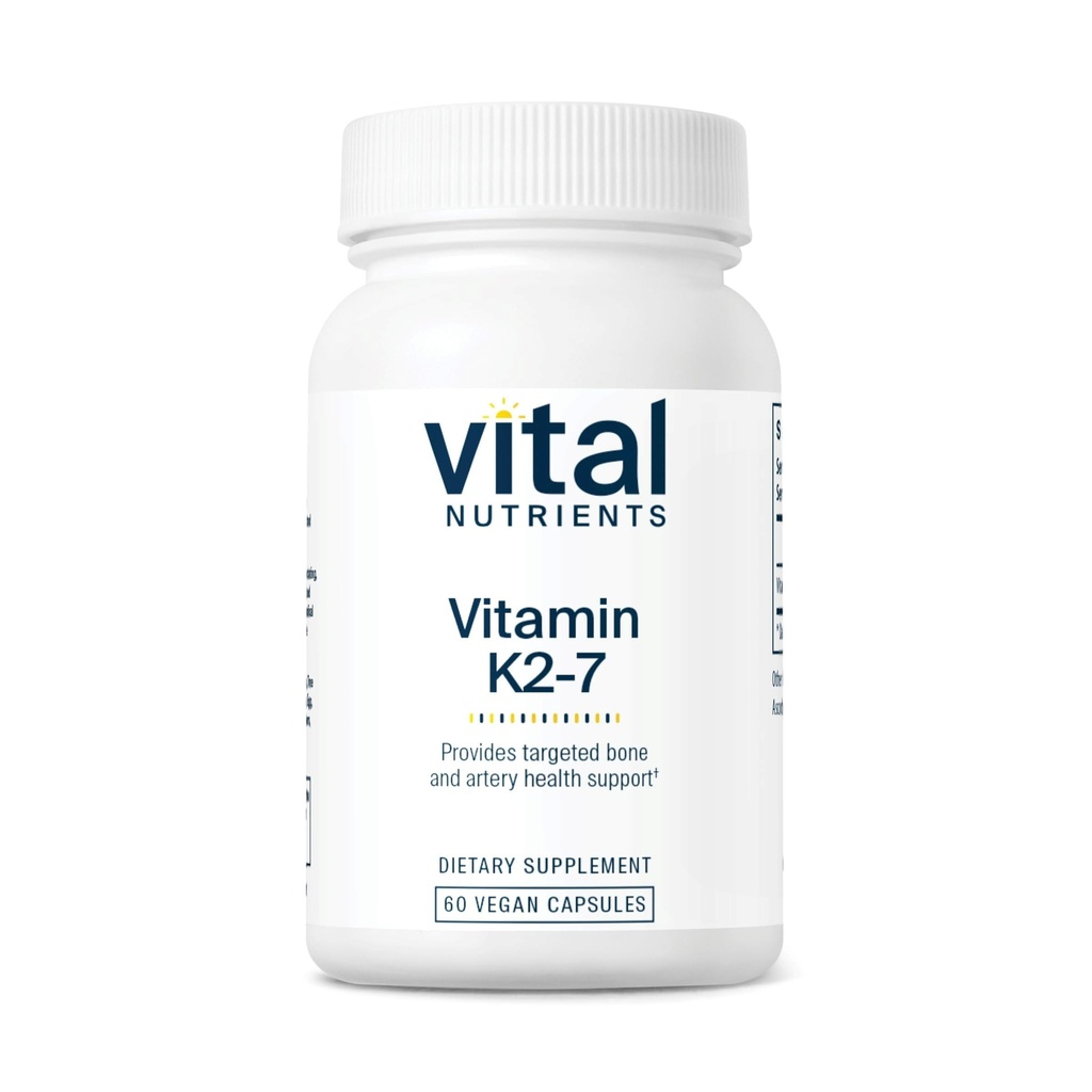Vital Nutrients Vitamin K2-7 | 心、骨の健康を促進します | ビタミンK2 + MK7 | ビーガンビタミンKサプリメント | グルテン、酪農場、大豆フリー | GMO | 60カプセル