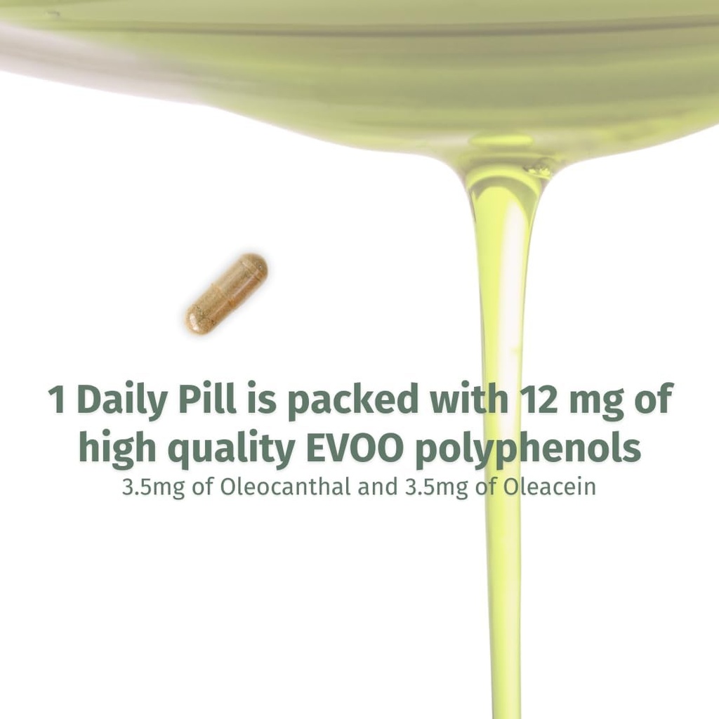OleocanTMカプセル - 90デイサプライ - プレミアムEVOOポリフェノールサプリメント - Oleocanthalの3.5mgとOleaceinの3.5mg - 広いスペクトル