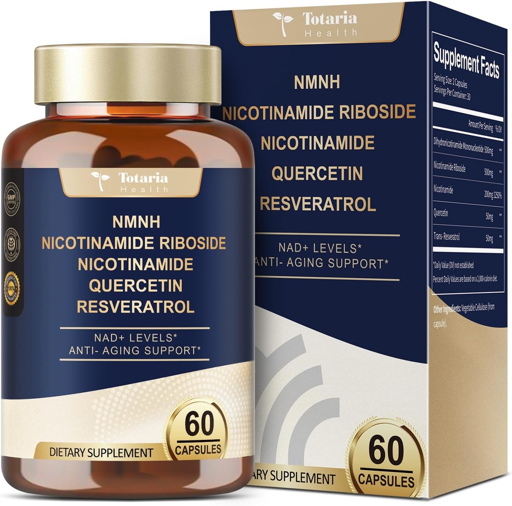 Totaria NMNH (NAD または NMN の代わりの補足) (Dihydronicotinamide Mononucleotide)の超強さ、NAD+ サポート w/NR, レスベラトロール & ケルセチン, アンチエイジングのための超吸収, ビーガン