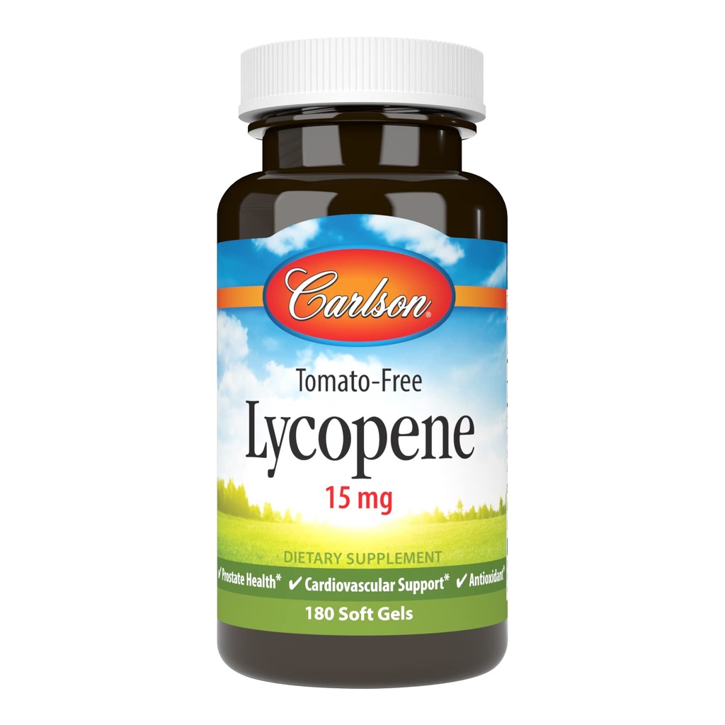 カールソン - Lycopene、15 mg、トマトフリー、前立腺の健康と循環サポート、最適ウェルネス、180ソフトジェル