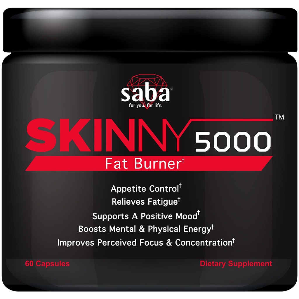 Saba スキニー5000 -脂肪質の損失-減量-Appetite制御-Mildのジッターなしのエネルギー焦点-60のカプセル