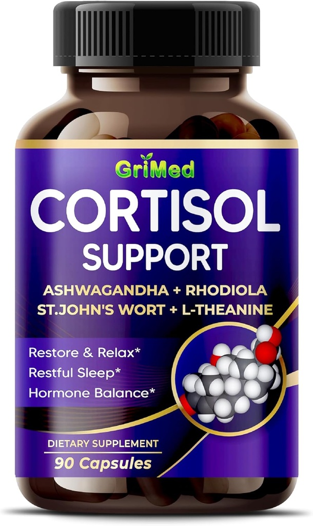 GriMed Ashwagandha Rhodiola 14,150mg - x 10 St.John's Wort、L-Theanine - Restore & Relax、Resful Sleep - アメリカメイド&テスト済み(90カウント))
