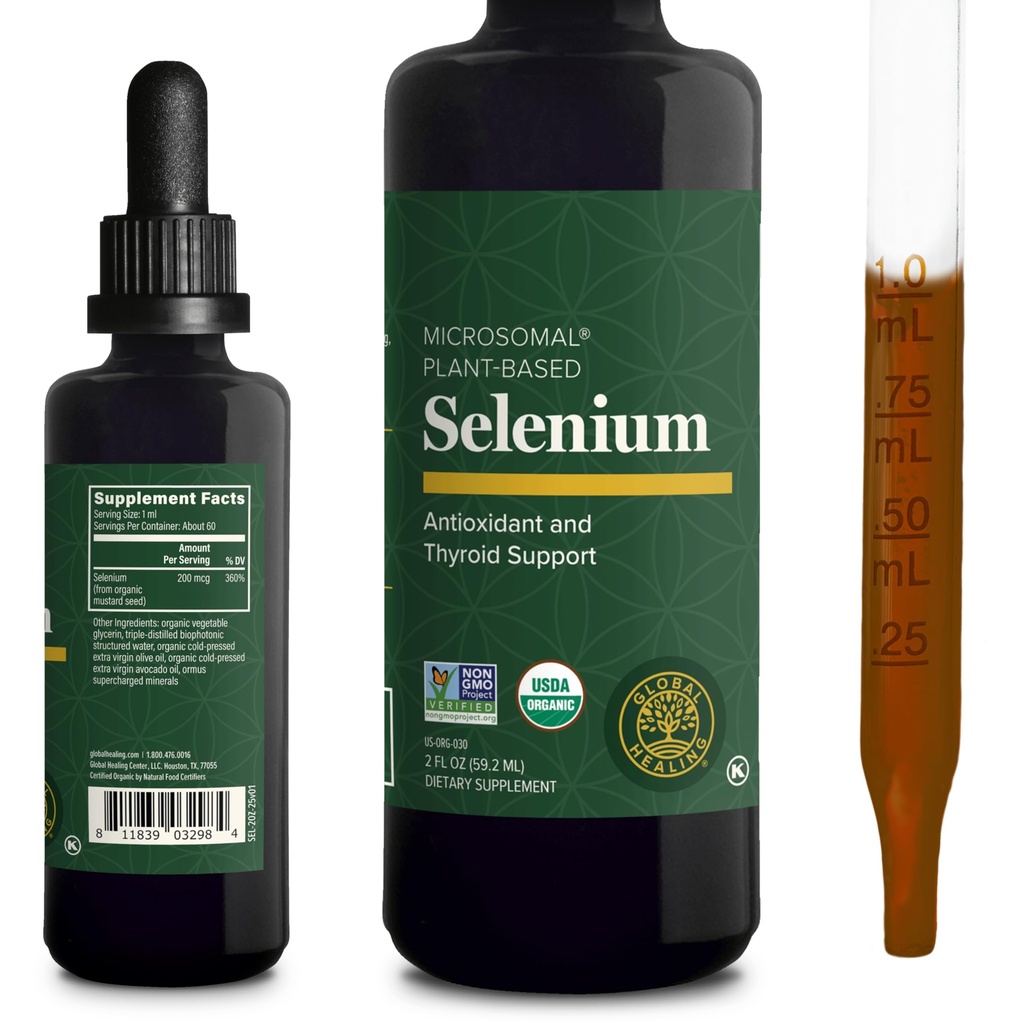 グローバルヒーリングセンター - Selenium 200mcg、Seleniumサプリメントは、甲状腺および免疫サポート、非GMO&グルテンフリー、男性&女性用 - 2 Fl Oz