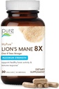 PURE ESSENCE LABSマイピュアライオンのマネ8X - 100%のフルーツ ボディの有機性ライオンのマネとの最高の強さの頭脳サポート究極の認知の性能、焦点および精神の、30のカプセル