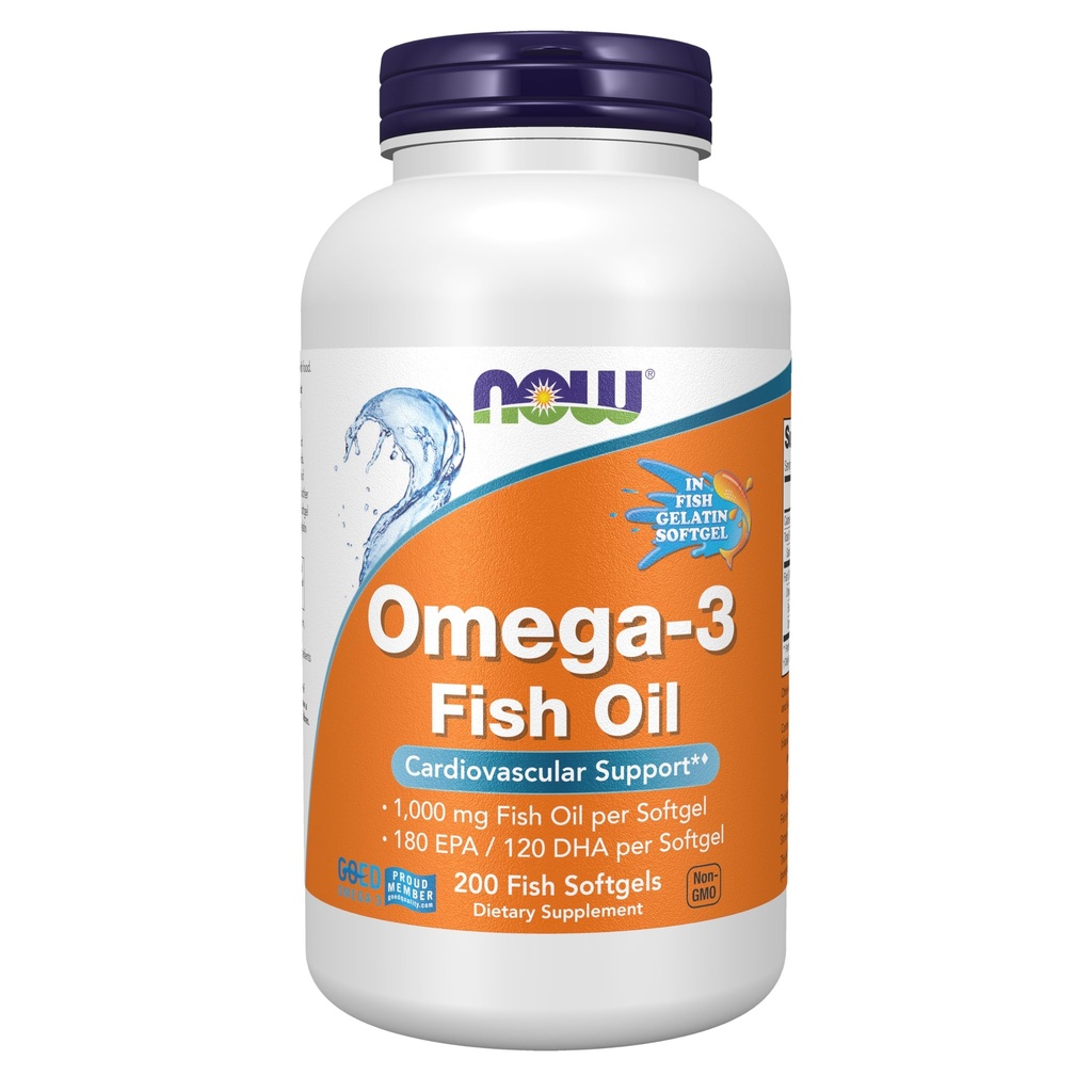 NOWフーズサプリメント、オメガ3 180 EPA / 120 DHA、分子蒸留、心血管サポート*、200-Fishゼラチン Softgels、包装は変わるかもしれません
