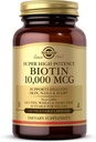 Solgar Biotin 10000 mcgの野菜カプセルのエネルギー代謝は健康な皮の釘の毛の極度の高い効力のNonGMOビーガングルテンフリーの酪農場のサービング、標準的な包装、Unflavored、120の計算を促進します
