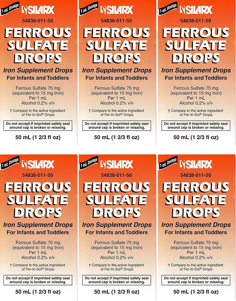 フェルラス・ドロップの鉄の補足のペパーミントの味のGenericのためのEnfamil Fer-In-Solの鉄の補足は乳児のための低下、Toddlers&の子供の測定の点滴器は6のびんのパックごとの50のmlを含んでいます