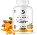 NaturoBliss BioPerine 1500mg - Non GMO -グルテンフリーのTurmeric Curcumin - 90カプセル