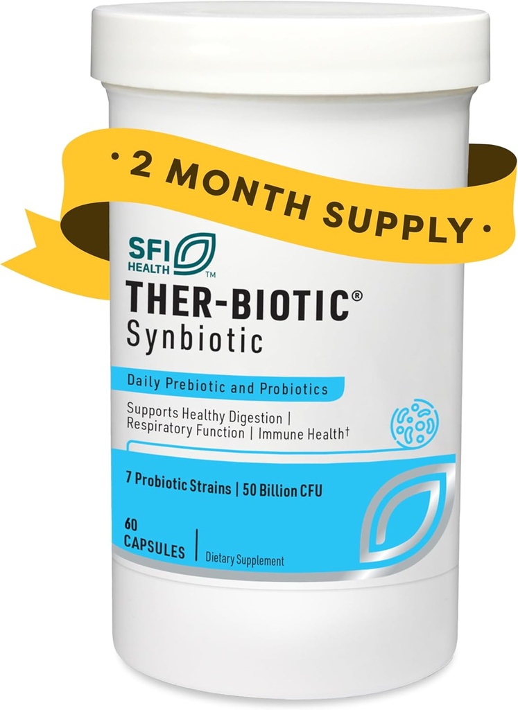 SFI Health Klaire Labs Ther-Biotic Synbiotic Prebiotics & Probiotics for Women & Men - 低FODMAPプレバイオティクスと毎日のプロバイオティクス - ガット、免疫、呼吸および消化の健康サポート(60カプセル)