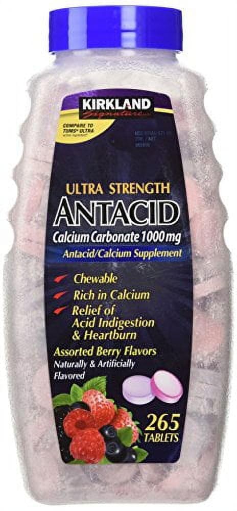 Kirklandの署名の超強さのAntacidの炭酸カルシウム1000のMGは果実味(265のタブレット)を分類しました