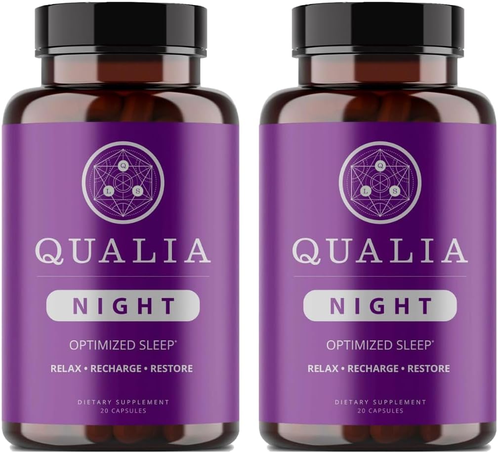 Qualia Night Sleep Aid | ノンハビットフォーミング | ディープリフレッシュのサプリメント | メラトニンフリー, ビーガン, 非GMO, グルテンフリー