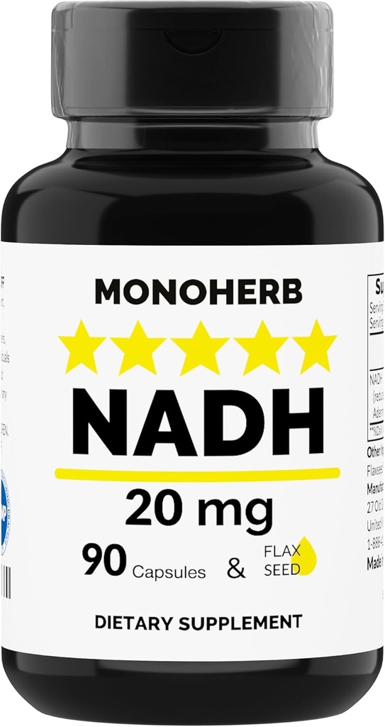 モノエルブ NADH 20 mg - 90 ベジタリアンカプセル - 減らされたニコチンアミド アデニン Dinucleotide の補足