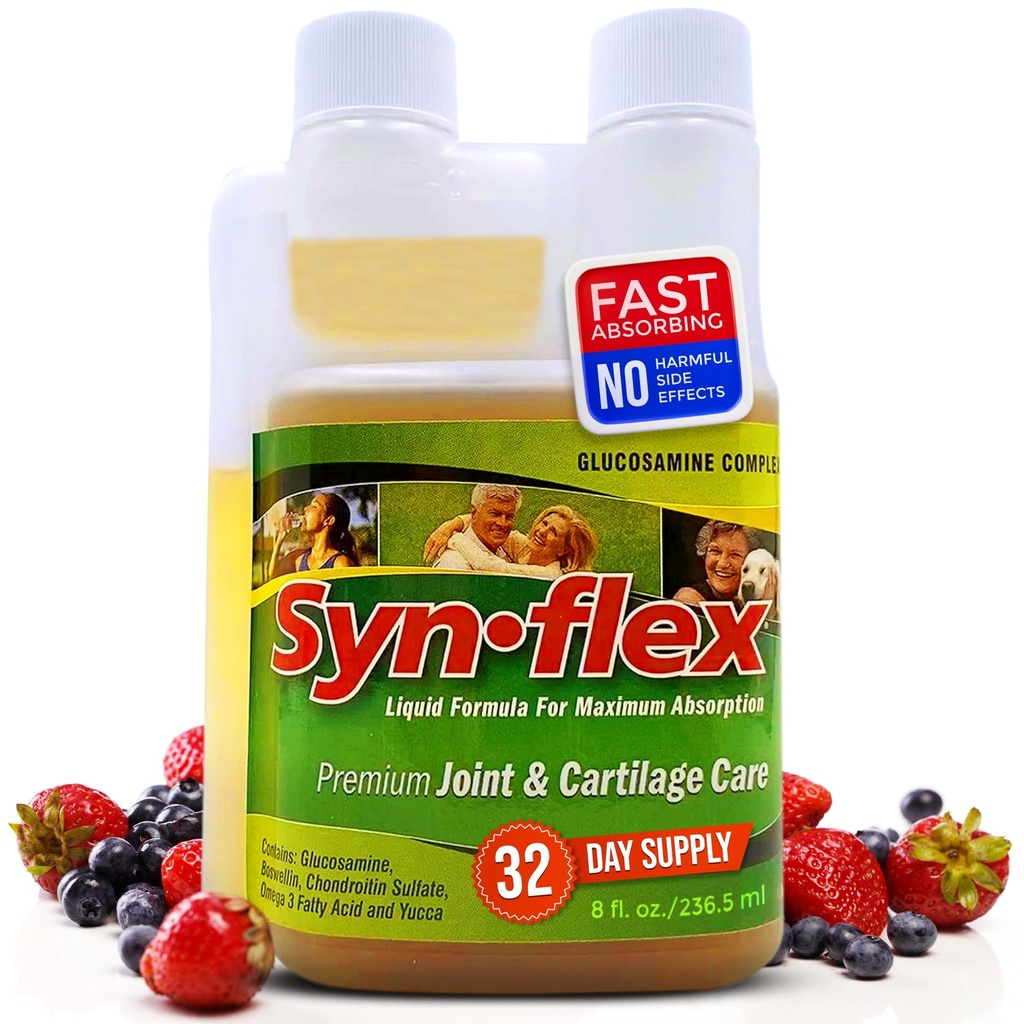 Synflexの液体グルコサミンの元の方式-コンドロイチン、ビタミン、鉱物-人の及び女性のための飲み物の補足、助けサポート接合箇所及び軟骨の健康-ベリー味、32日の供給