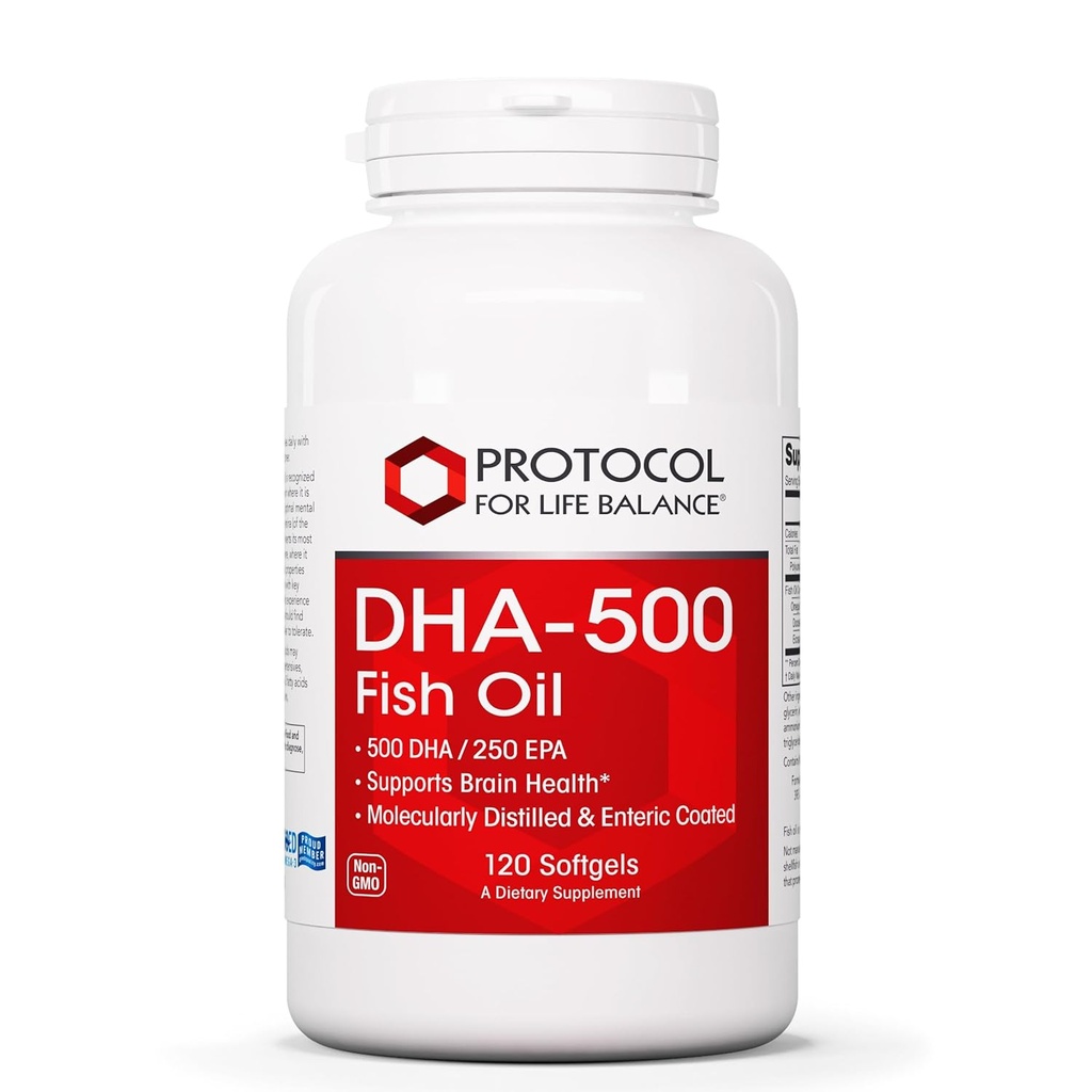 ライフバランスDHA-500 - DHA 500mg&EPA 250mg - フィッシュオイルサプリメント - 脳の健康とサポート - 簡単な消化 - 非GMO&ハラール - 120Softgels