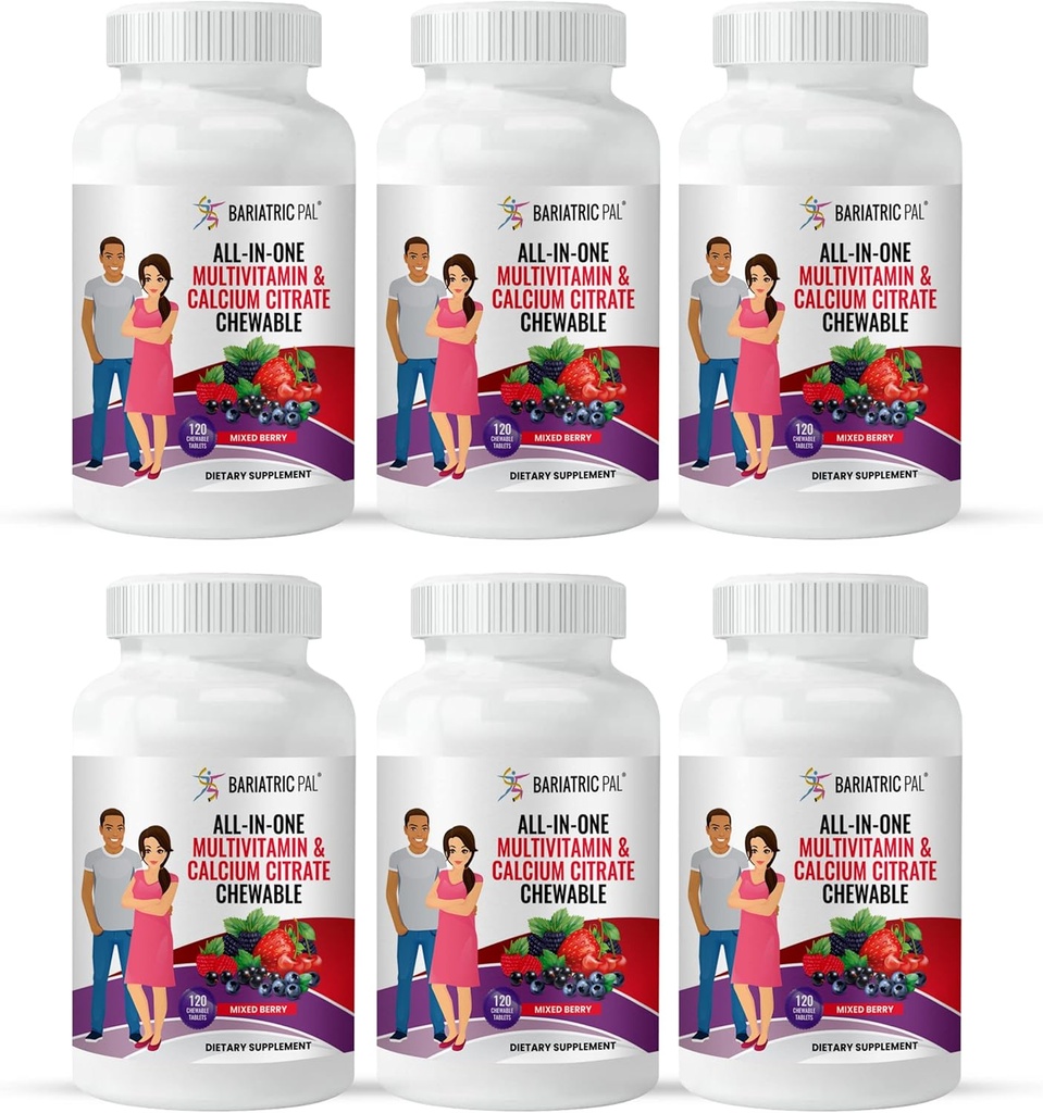 BariatricPal "Calciumのクエン酸塩及び鉄が付いているオールインワンChewableマルチビタミン-混合されたベリー(180日の供給)