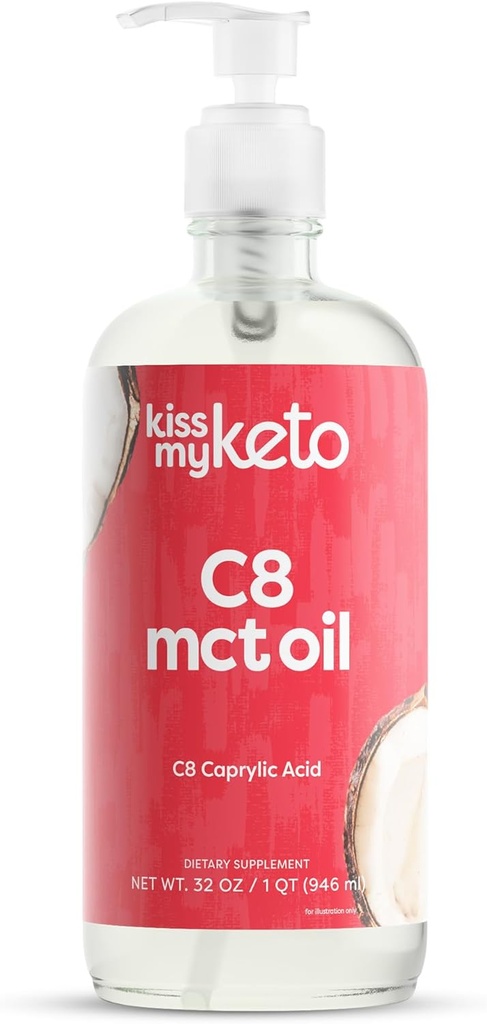私のKeto MCTオイルC8をキス - 32 oz純粋なC8 MCTオイルケト燃料 - ポンプ付きボトル - 高オクタンカプリル酸 - Keto純粋なMCTココナッツオイルブレイン燃料 - 液体ココナッツMCTOilピュア