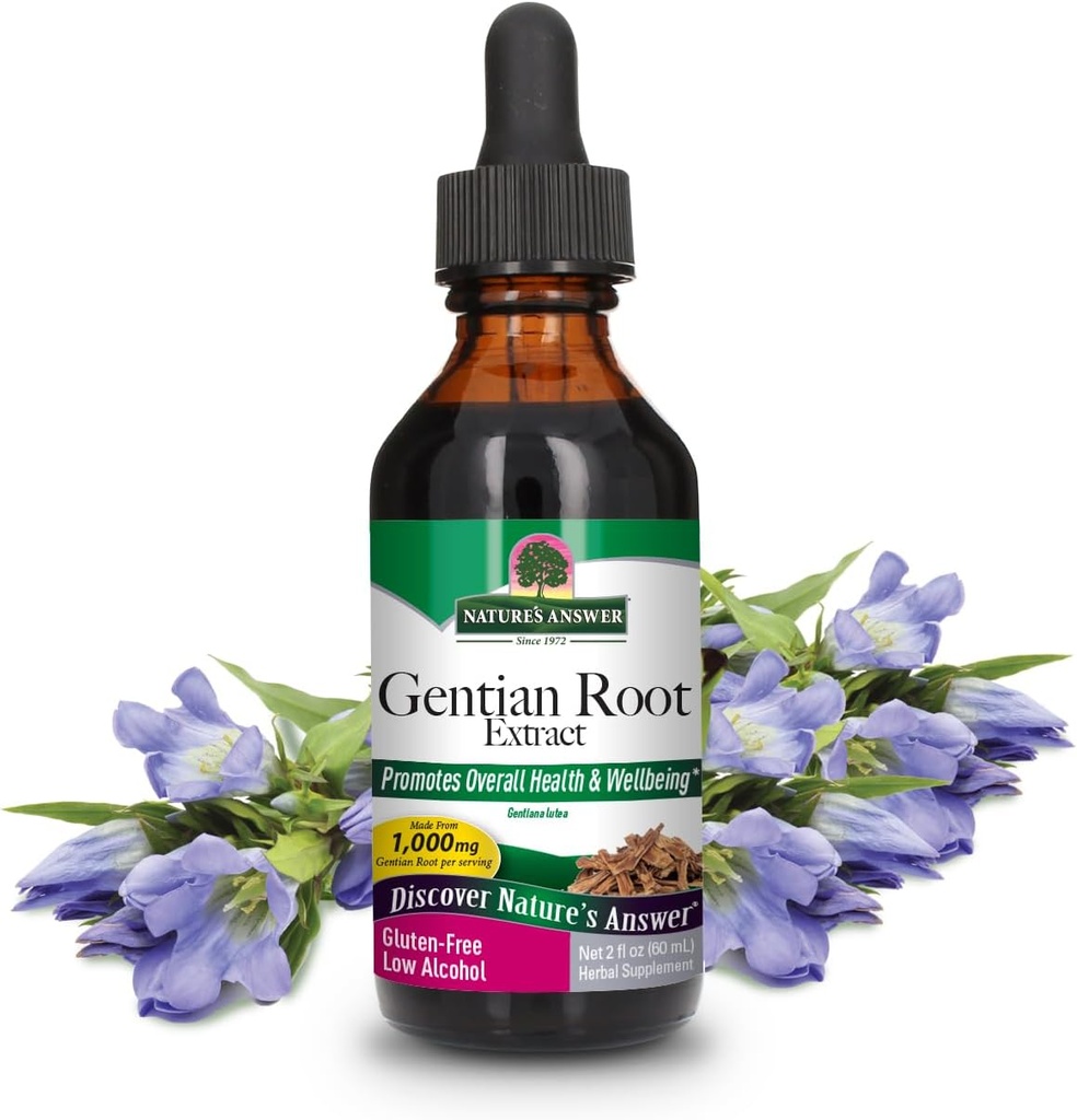 Nature's Answer Gentian Root Low-Alcohol 1000mg 2oz Extract | 消化と肝臓の機能を促進する | グルテンフリー、非GMO&コーシャ認定 | シングルカウント
