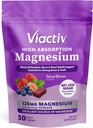 Viactiv Magnesium Chews, High Absorption Magnesium Citrate, Mixed Berries Flavor with Less Sugar Than Leading Magnesium Gummies, 30ct, 1pc Serving