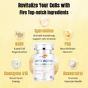 反老化、レスベラトロール、NADH& PQQ、健康な毛、皮および釘、細胞の健康、Spermidine、Ubiquinol、米国の60カプセルでなされるGMP