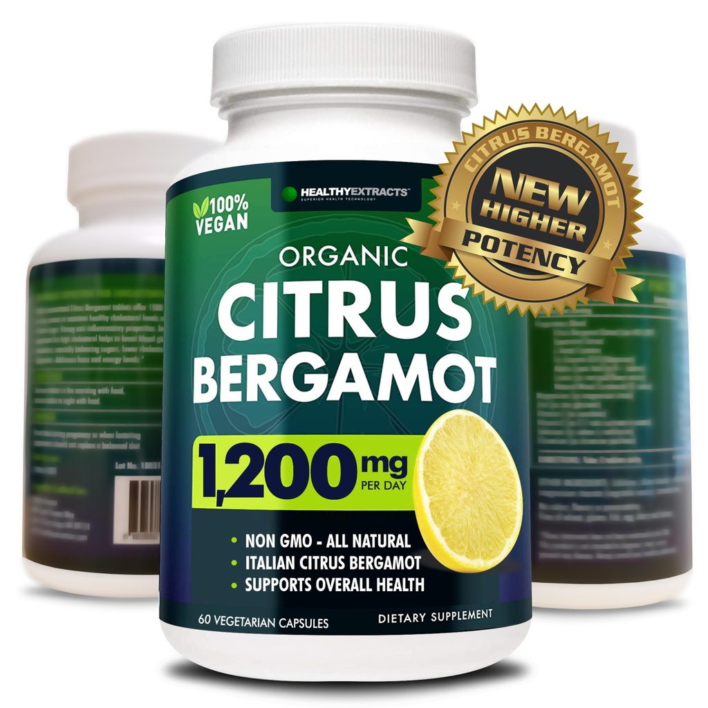 シトラスベルガモットサプリメント - 150:1エキス、サービングあたり1200mg、80%ポリフェノール、高コレステロールのためのサプリメント、イタリア Sourced、60カウント、1ヶ月の供給、米国製