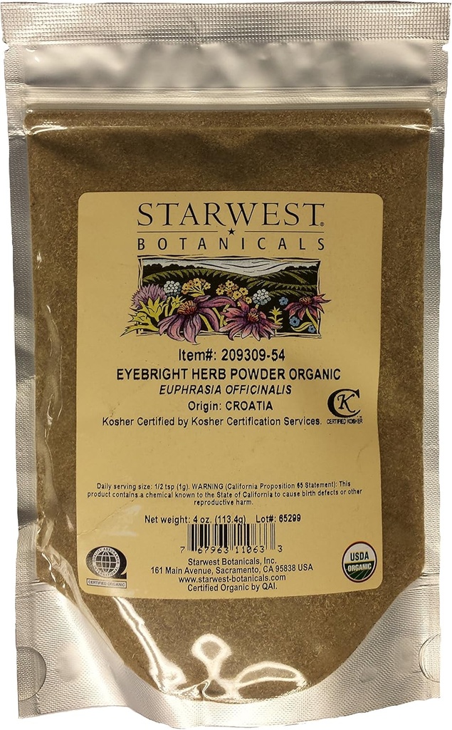 EyebrightハーブパウダーOg - 4 Oz、(星西植物)