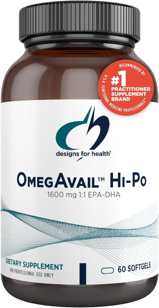 Designs for Health OmegAvail Hi-Po - TG (Triglyceride) Omega-3 Fish Oil Supplement, 1600mg EPA/DHA per Serving with Lemon + Vitamin E to Minimize Fishy Taste (60 Softgels)