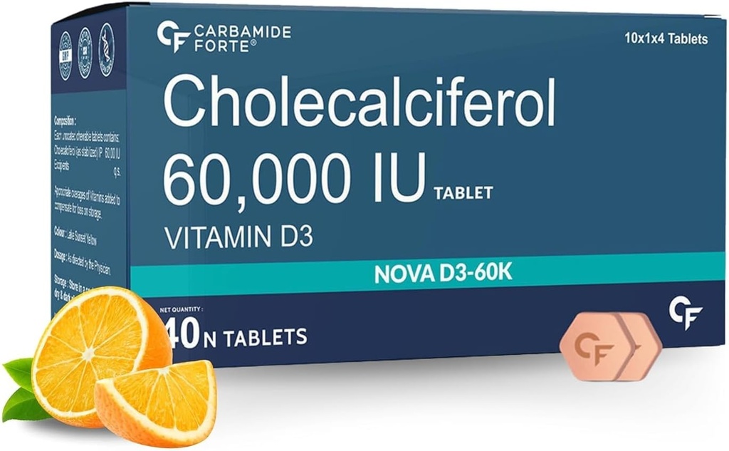 Generic Vitamin D3 60000 IU - Chewable Cholecalciferol Vitamin D Supplement for Women & Men - 40 Tablets, Nautral