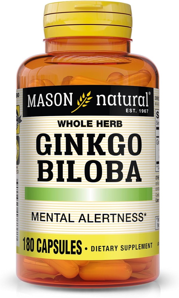 Mason Vitamins Ginkgo Biloba Capsules, 180 Count
