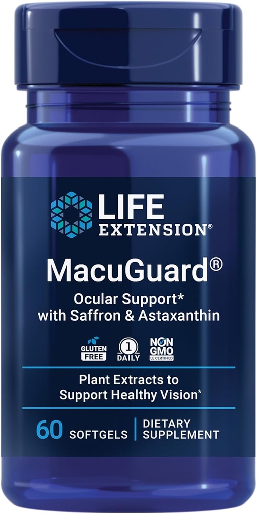 ライフエクステンションMacuGuard Ocular Saffronとアスタキサンチン - 健康なビジョンのための目の健康サプリメント - ルテイン、ゼアキサンチン、メソゼアキサンチン - グルテンフリー、非GMO - 60ソフトゲル