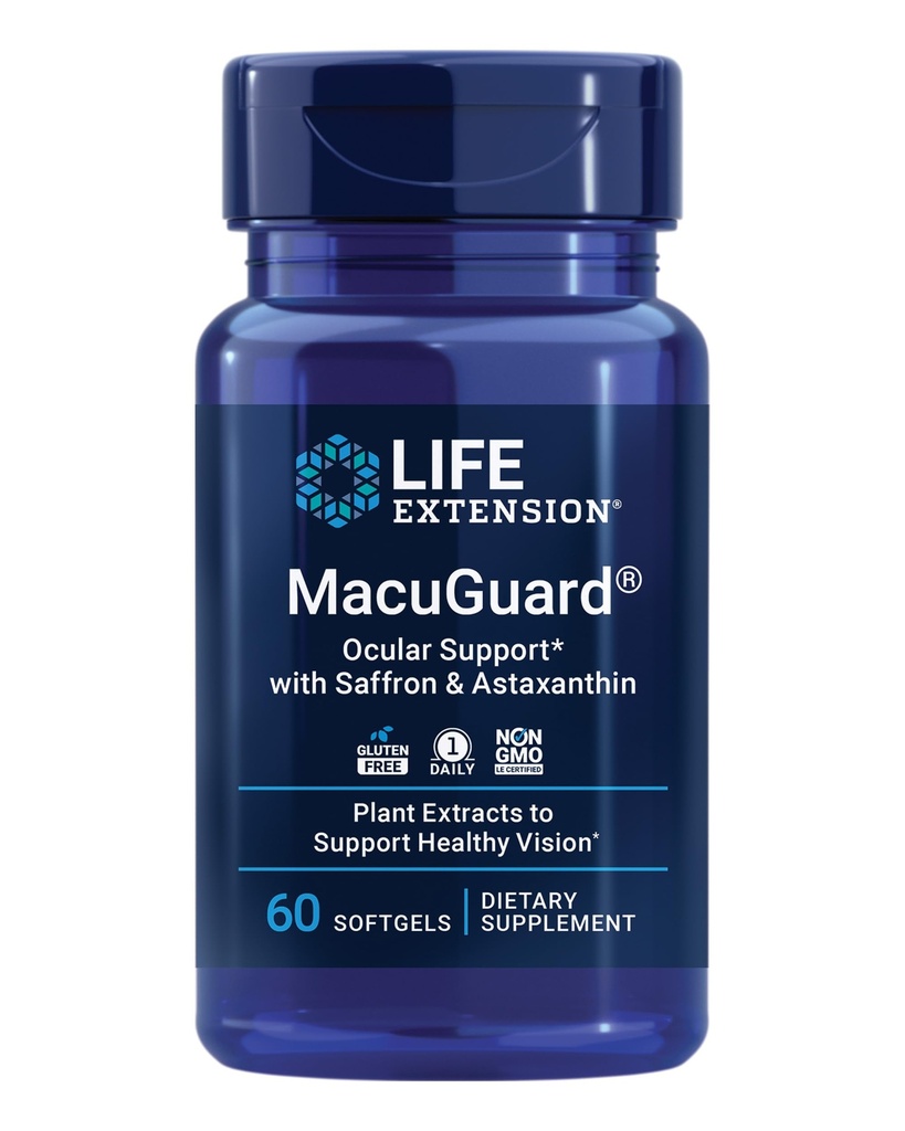 ライフエクステンションMacuGuard Ocular Saffronとアスタキサンチン - 健康なビジョンのための目の健康サプリメント - ルテイン、ゼアキサンチン、メソゼアキサンチン - グルテンフリー、非GMO - 60ソフトゲル