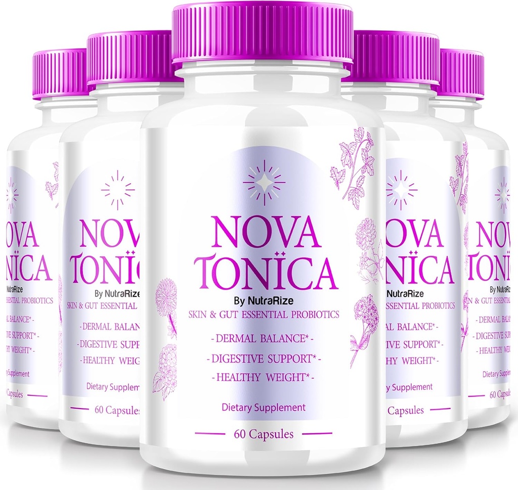 (5 Pack) NovaTonica Capsules, Nova Tonica to Support Naturally Healthy and Glowing Skin, Extra Strong Supplement to Support Hydration, Skin-Enhancing Vitamin Pills, Nova Tonic Reviews (300 Capsules)