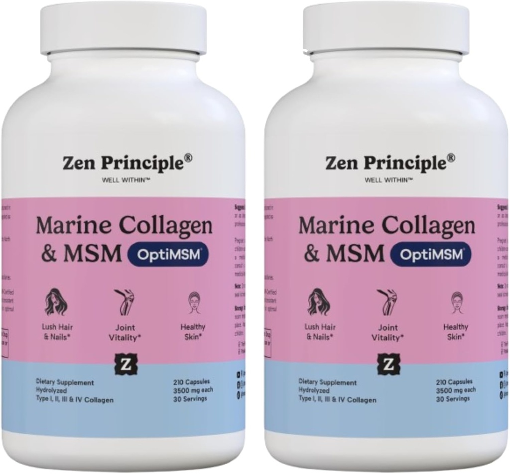 Zen Principle の OptiMSM® の補足が付いている海洋のコラーゲンのペプチッド粉。 皮膚サポートのために臨床的にテストされる。 ワイルドキャッチフィッシュ、非GMO。 420カプセル。