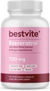 BESTVITE Resveratrol 700mg (120 ベジタリアンカプセル) レッドワイン抽出物 & ブドウ種子抽出物 - 50% TransResveratrol に標準化 - せん断なし - ビーガン - 非GMO - グルテンフリー