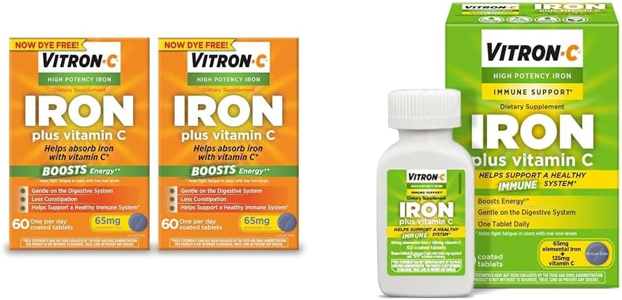 Vitron-Cの鉄の補足、毎日、ビタミンC及び鉄の補足及び免疫サポートが付いている高い効力の鉄の